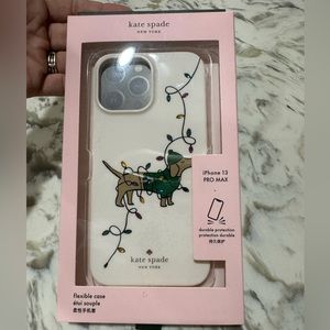 Brand New Kate Spade Weiner Dachshund dog Christmas phone case iPhone 14 ProMax